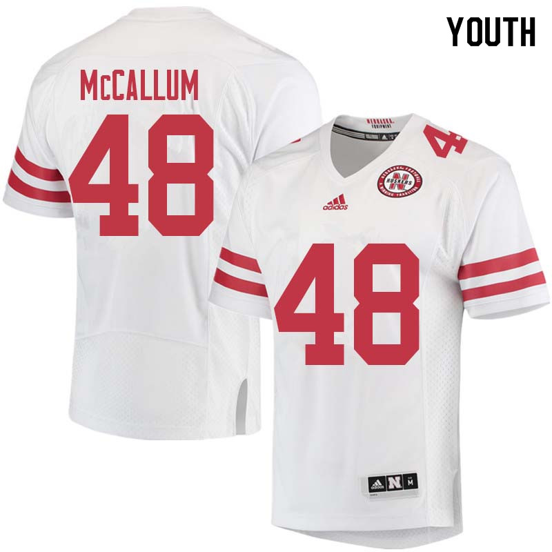 Youth #48 Lane McCallum Nebraska Cornhuskers College Football Jerseys Sale-White - Click Image to Close